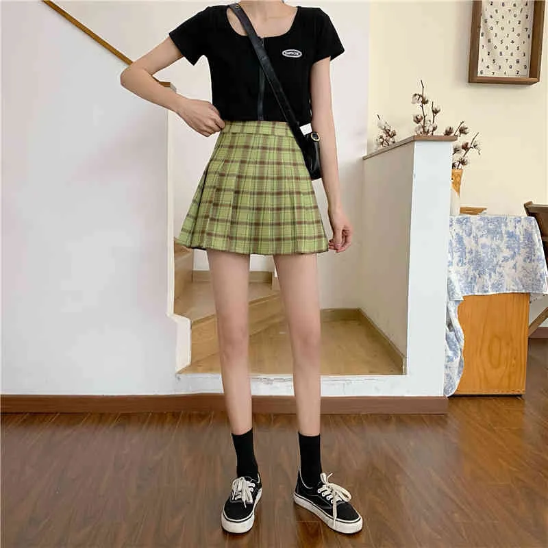 Fashion Kawaii Summer Women Skirts High Waist Cute Sweet Girl's Pleated Skirt Korean Style Mini Skirts for Women 210518