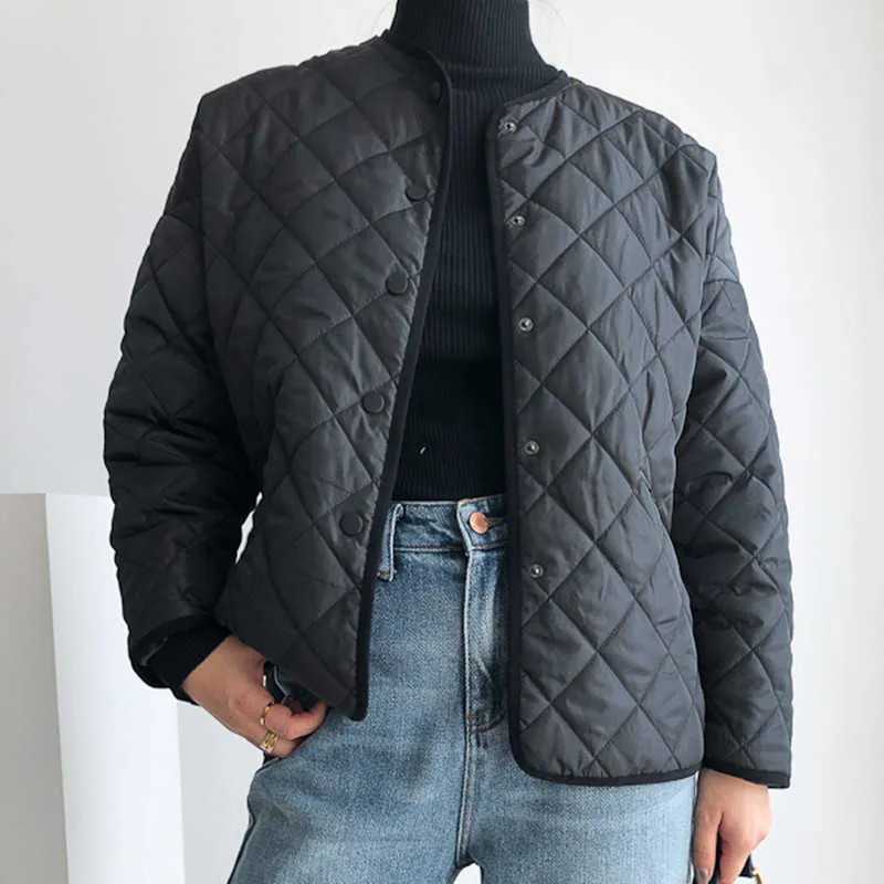 Herbst Winter Frauen Schwarz Mantel Vorne Kurze und Lange Design Lose Einreiher Baumwolle Warme Jacke 211013