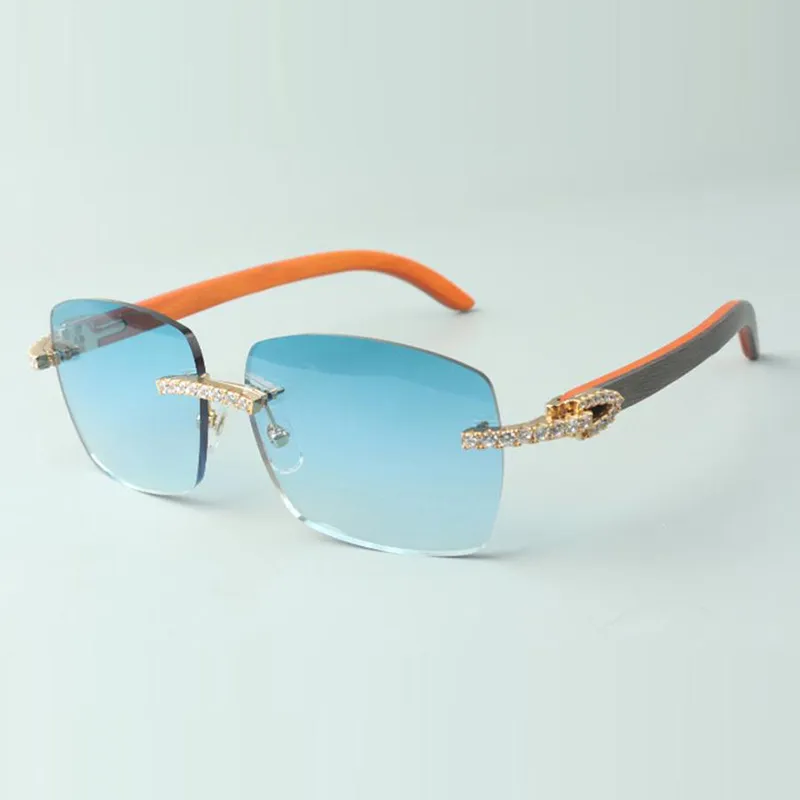 Lunettes de soleil diamant sans fin 3524025 avec temples en bois orange Verres de concepteurs Taille 18-135 mm3454