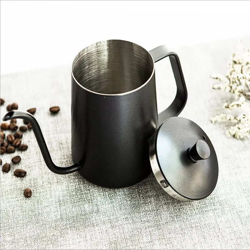 350/600 ملليلتر الفولاذ المقاوم للصدأ تصاعد قوس اليد لكمة وعاء القهوة الأواني بالتنقيط معقوفة صنبور طويل الفم القهوة غلاية إبريق الشاي 210330