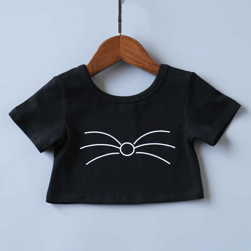 Vêtements d'été pour enfants pour filles T-shirt court noir + jupes à rayures Ensembles de vêtements pour enfants 210528