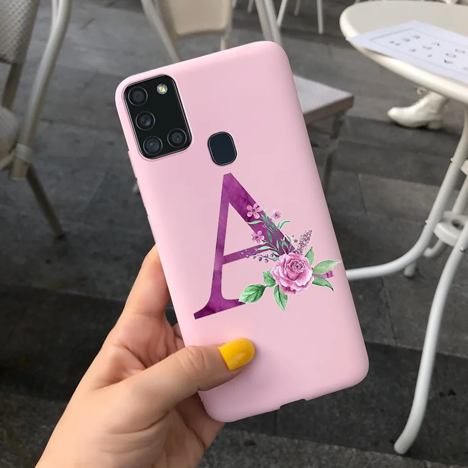 Para Samsung Galaxy A21s Case Fashion Letters Phone Soft Cover A217F 6.5 '' Full SM-A217F A 21 s