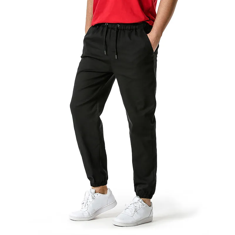 Pantaloni da uomo verdi Pantaloni da uomo elasticizzati casual in cotone di lino Pantaloni lunghi da moto taglie forti Jogger Ourdoor Workout Streetwear 210524