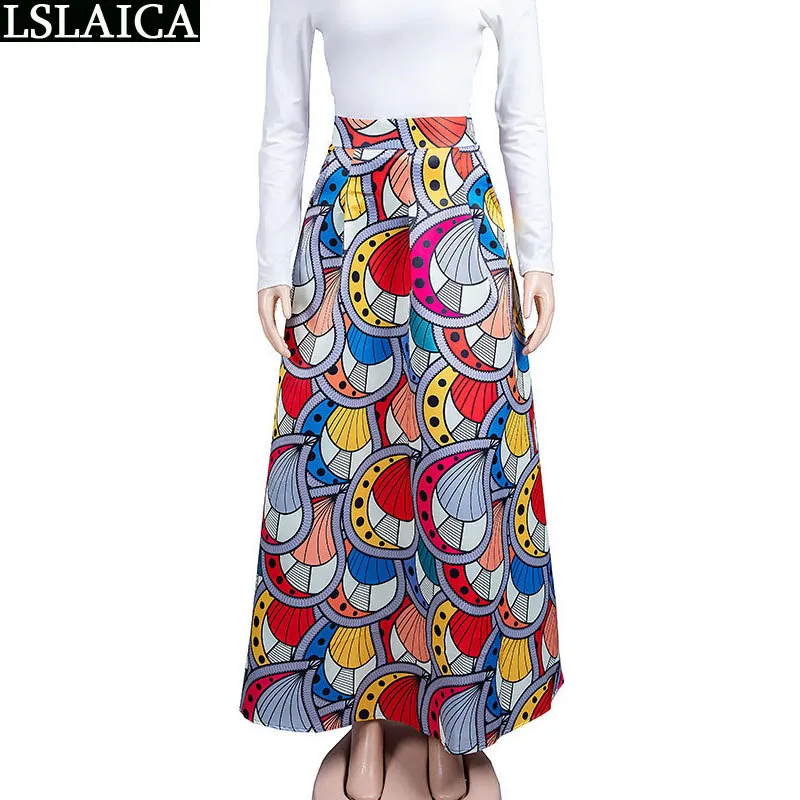 Moda opalizująca długi spódnica Wysoka talia Plus Rozmiar S-2XL Drukuj Dorywczo Eleganckie Dzikie Kobiety S Plażowe Ladies 210520