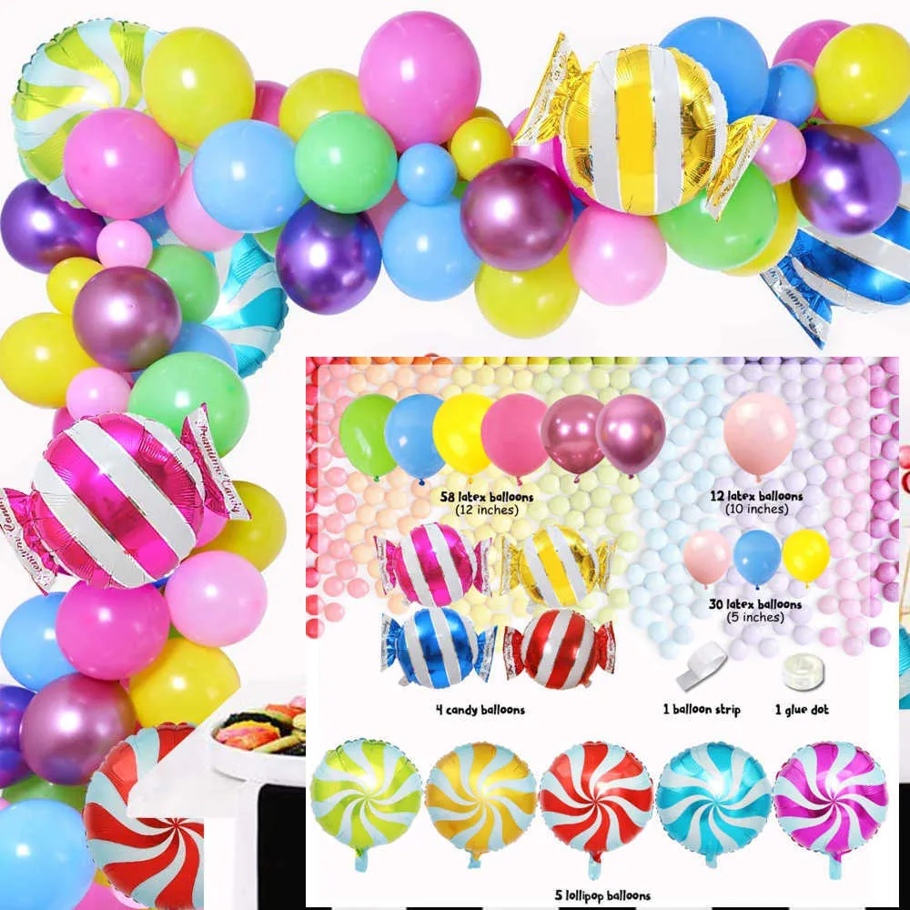 Candy Balloon Garland Arch Land Party Decorações para chá de bebê de aniversário Christmas com Sweet Lollipop 2106106606910