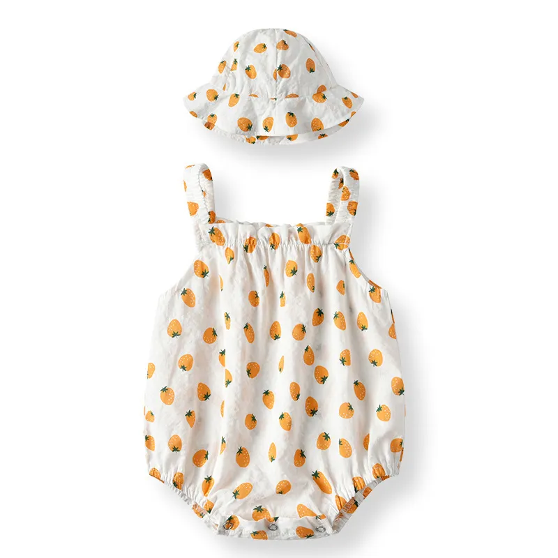 Bebek Tulum Yaz Toddler Çocuk Giyim Sevimli Kolsuz Baskılı Doğan Tulum Sling Üçgen Çanta Bodysuit 210515