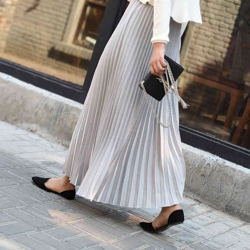 Długo plisowana spódnica abaya muzułmańska maxi spódnica Turkish Islamskie spódnice dla kobiet odzież Jupe plissee femme 210409088776