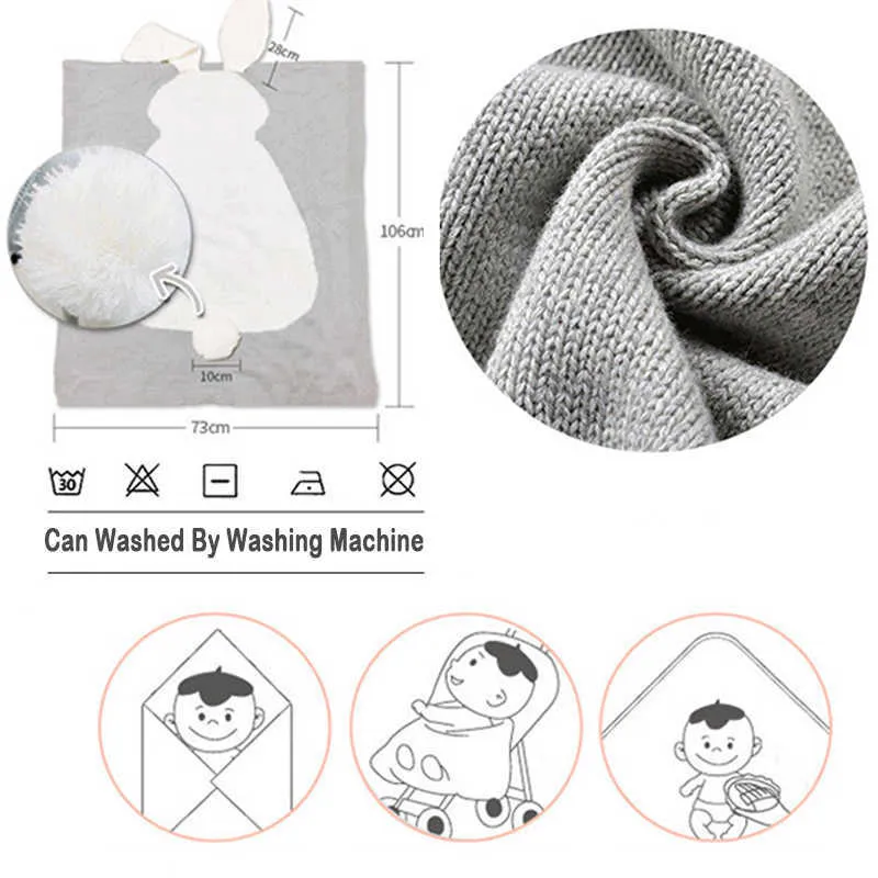 bébé coton couverture 3D chaud lapin tricot literie couette pour lit poussette enveloppement infantile swaddle pographie prop 210823
