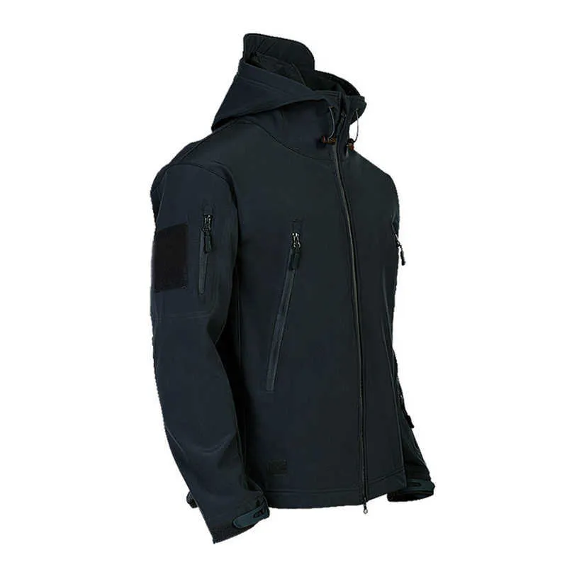 남성 자켓 군사 전술 방풍 방수 상어 피부 소프트 쉘 자켓 육군 야외 후드 bomber streetwear 코트 코트 남자 211009