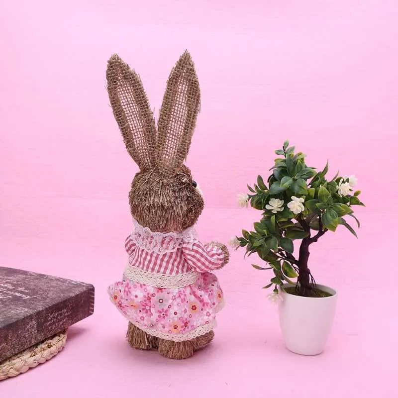 OOTDTY 14 Stijlen Kunstmatige Stro Leuke Bunny Staande Konijn met Wortel Huis Tuin Decoratie Pasen Thema Feestartikelen 210811