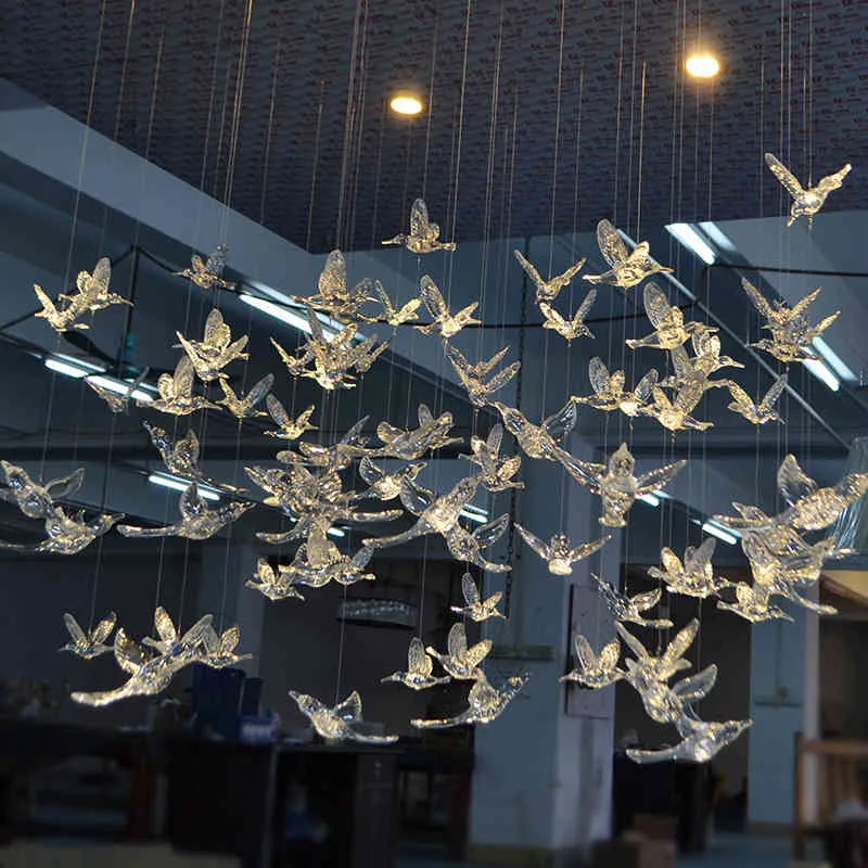 cristallo trasparente acrilico uccello colibrì soffitto appeso a parete casa matrimonio fase sfondo decorazione ornamenti festa 210408