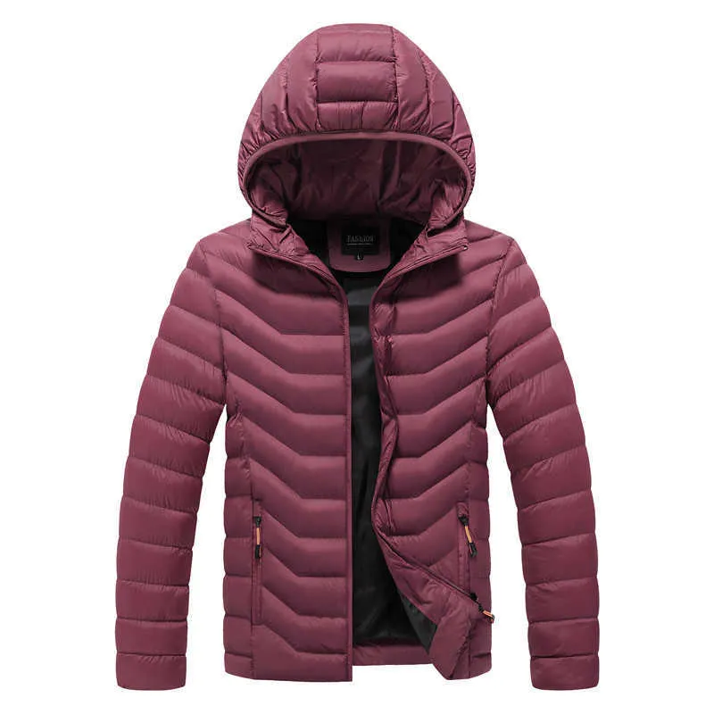 Chaifenko invierno cálido chaqueta casual parkas hombres otoño moda streetwear hombres parkas a prueba de viento grueso con capucha delgada capa sólida hombres 210818