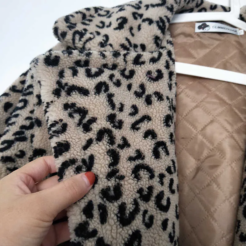 Moda di lusso Leopardo Lungo Teddy Bear Giubbotti Cappotti Donna Inverno Spessore Caldo Capispalla Moda di marca Cappotto di pelliccia sintetica Donna 210817