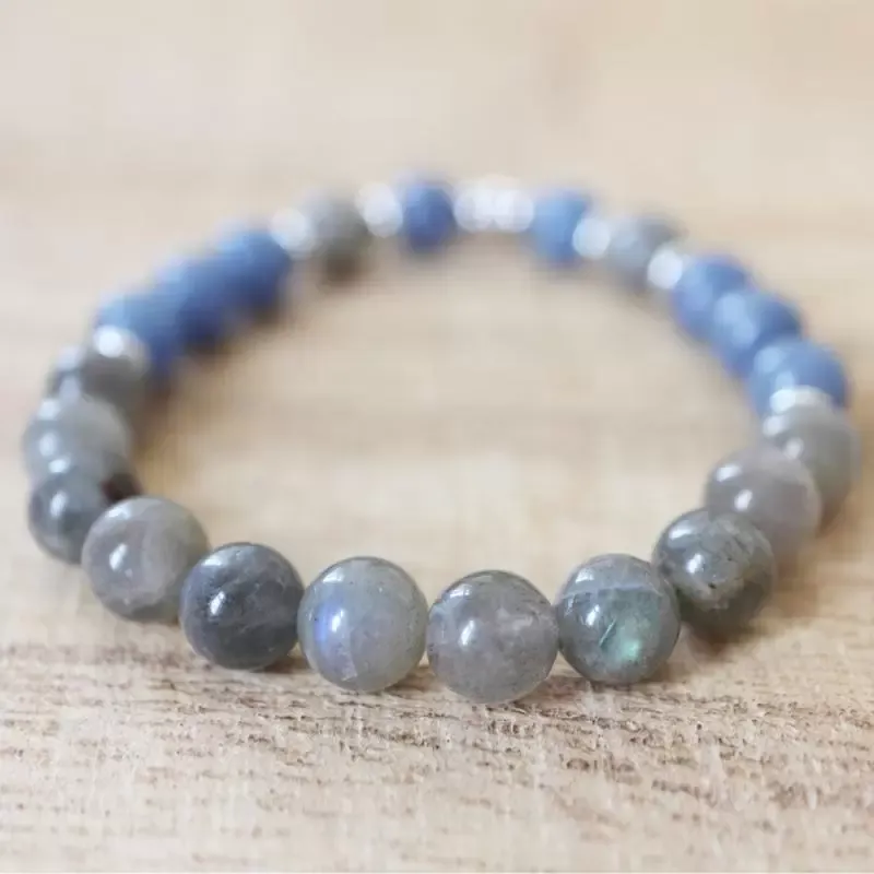 Perlé, Brins Manyue Design Femmes Labradorite Mala Bracelet Naturel Brésil Bleu Aventurine Énergie Cristaux De Guérison Bijoux