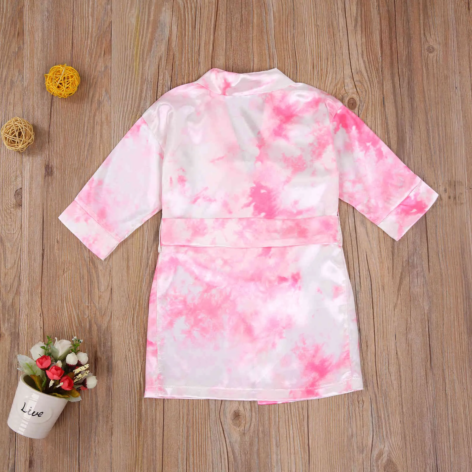 6M-6Y Autunno Primavera Toddler Kid Girls Robes Morbido manica lunga Tie Dye Sleepwear Abbigliamento bambini 210515