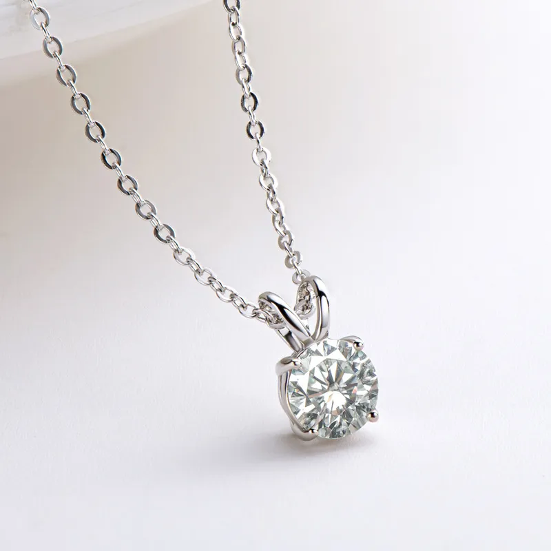 Autentisk sterling silver 925 halsband 2 ct runda patiens zirkonia diamant hänge kvinnor bröllop smycken födelsedag present xd117254s
