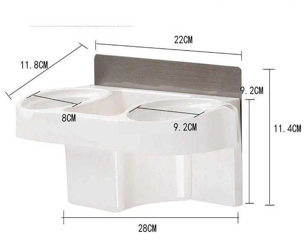 Multifunzione Portaoggetti bagno Porta asciugacapelli Doccia Organizzatore Parete autoadesiva in plastica Mensola shampoo Piastra capelli 210724