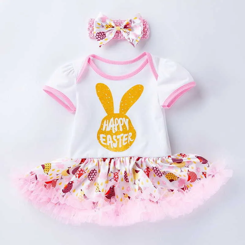 Estate Neonate Set da 2 pezzi Cartoon Rabbit Egg Lettera T-shirt Body + Copricapo Abiti Tuta bambini E212 210610