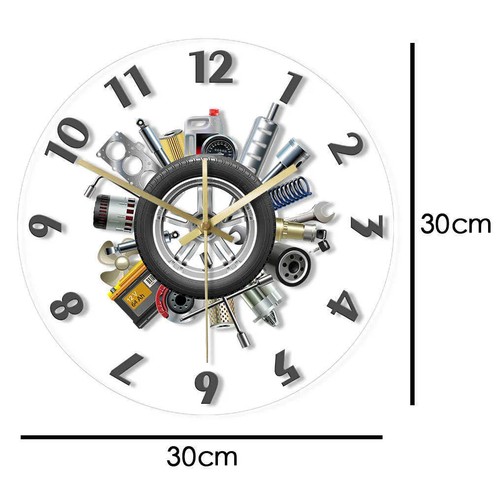 カーサービスツールガレージウォールハンギングクロックモダンカーサービスメカニックオートラバーギフトサイレントムーブメントウォッチマン洞窟装飾X07265678753