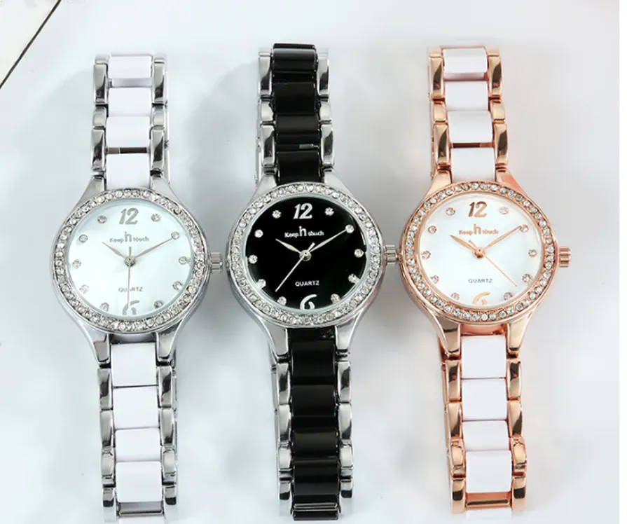 Najnowszy przylot ceramiczny ruch kwarcowy Women Watch Diamond Ladies Watches Life Waterproof Doskonałe zegarek