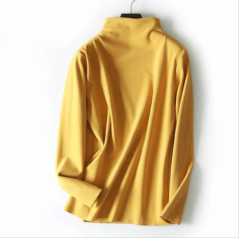 Automne multi-couleur polyvalent body-building stretch double face velours de velours chemise de fond 210922