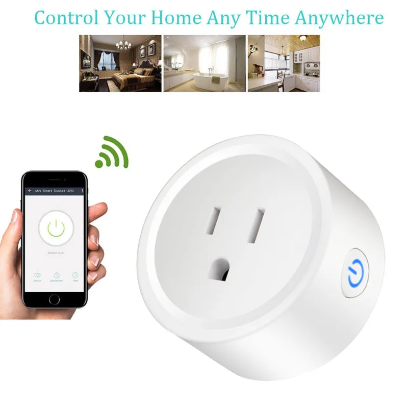 10a US Smart WiFi Power-kontakt med Smart Home WiFi Wireless Socket Outlet Works med Amazon Alexa / Google Home