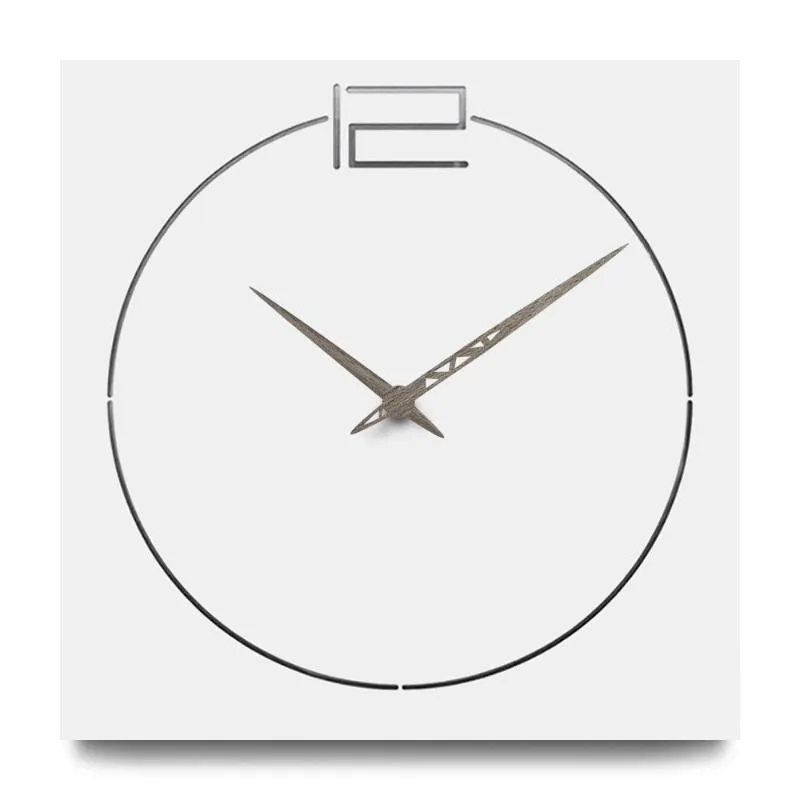 Horloges murales Nordique moderne horloge en bois salon créatif simple Europe silencieux à la main quartz MDF bois carré suspendu blanc3063