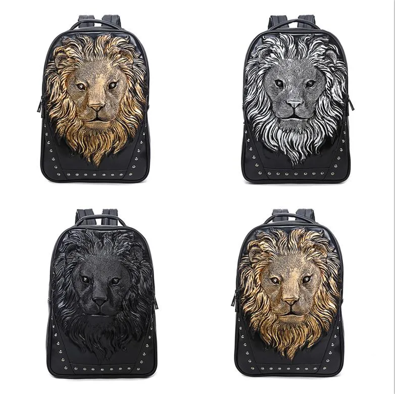 Bolsos para hombres de fábrica para hombres de fábrica calles calles de león fresco cabeza de león mochila mochila impermeable