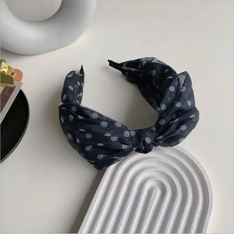 Mesh Polka Dot Bowknot Stirnband Mode Haar Zubehör Frauen Gesicht Waschen Breitband Stoff Haarband Boutique Haar Bands Neue