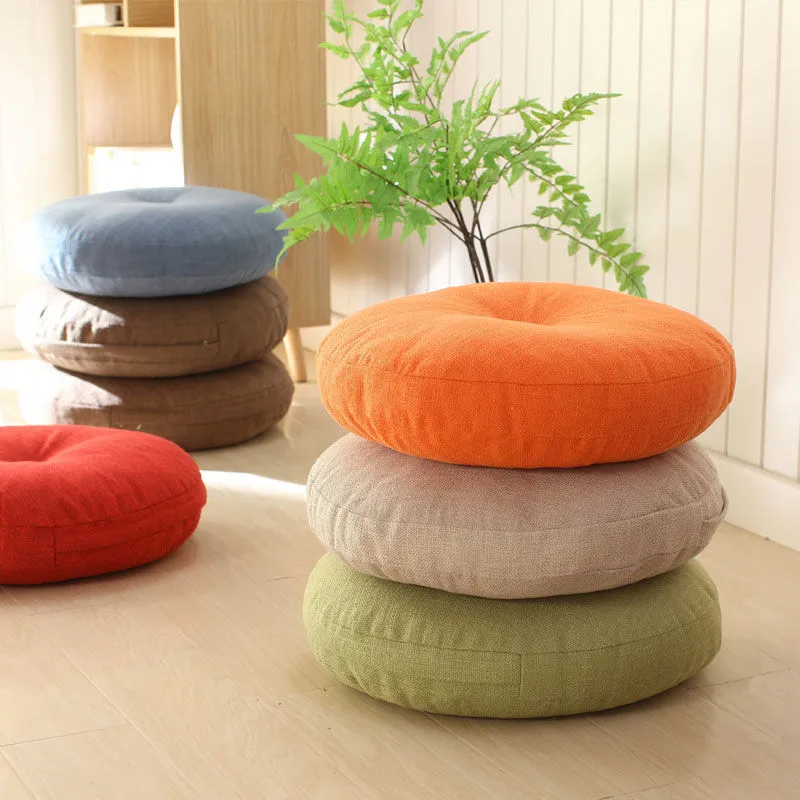 Cojín de futón de lino en el suelo Estilo japonés para el hogar Extraíble y lavable Tatami grande grueso Cojín perezoso redondo F8207 210420