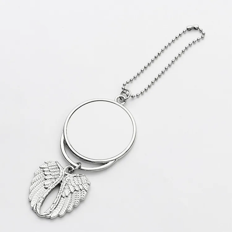 Noël Sublimation Big Wings Colliers Pendentifs Blancs Pendentif De Voiture Aile D'ange Rétroviseur Suspendu Charme Ornements T2I53132