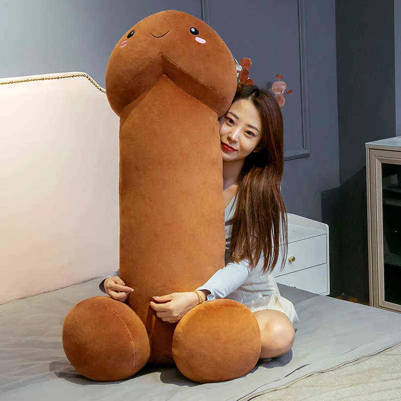 100 cm carino lungo pene giocattoli di peluche cuscino sexy peluche ripiene cuscino divertente simulazione bella bambola regali kawaii la fidanzata Y211119