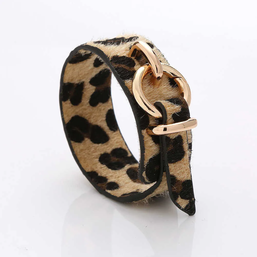 Braccialetti in pelle di leopardo donna uomo 2021 Braccialetti di moda Braccialetti Elegante braccialetto avvolgente gotico Gioielli Q0719