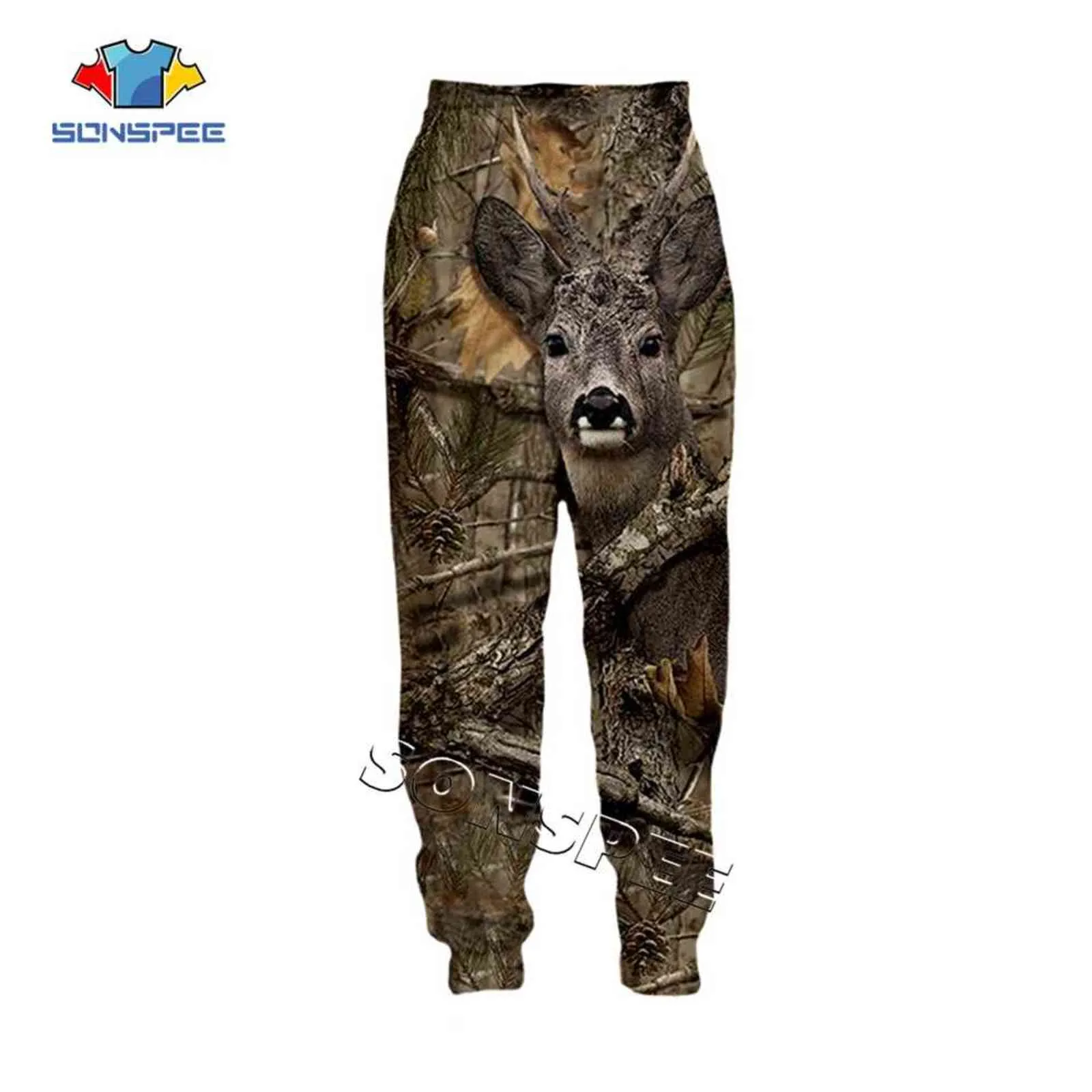 Sonspee Animal Caça 3D Imprimir Harajuku Homens Sweatpants Tracksuit Streetwear Mulheres Moda Calças Casuais Camoflague Long Pant 211108