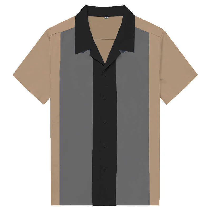 Koszula Charliego Harpera Pionowa Paski S dla Mężczyzn 50s Rockabilly Button Bawełniany S Kosztyczny Rękaw Suknia 210626