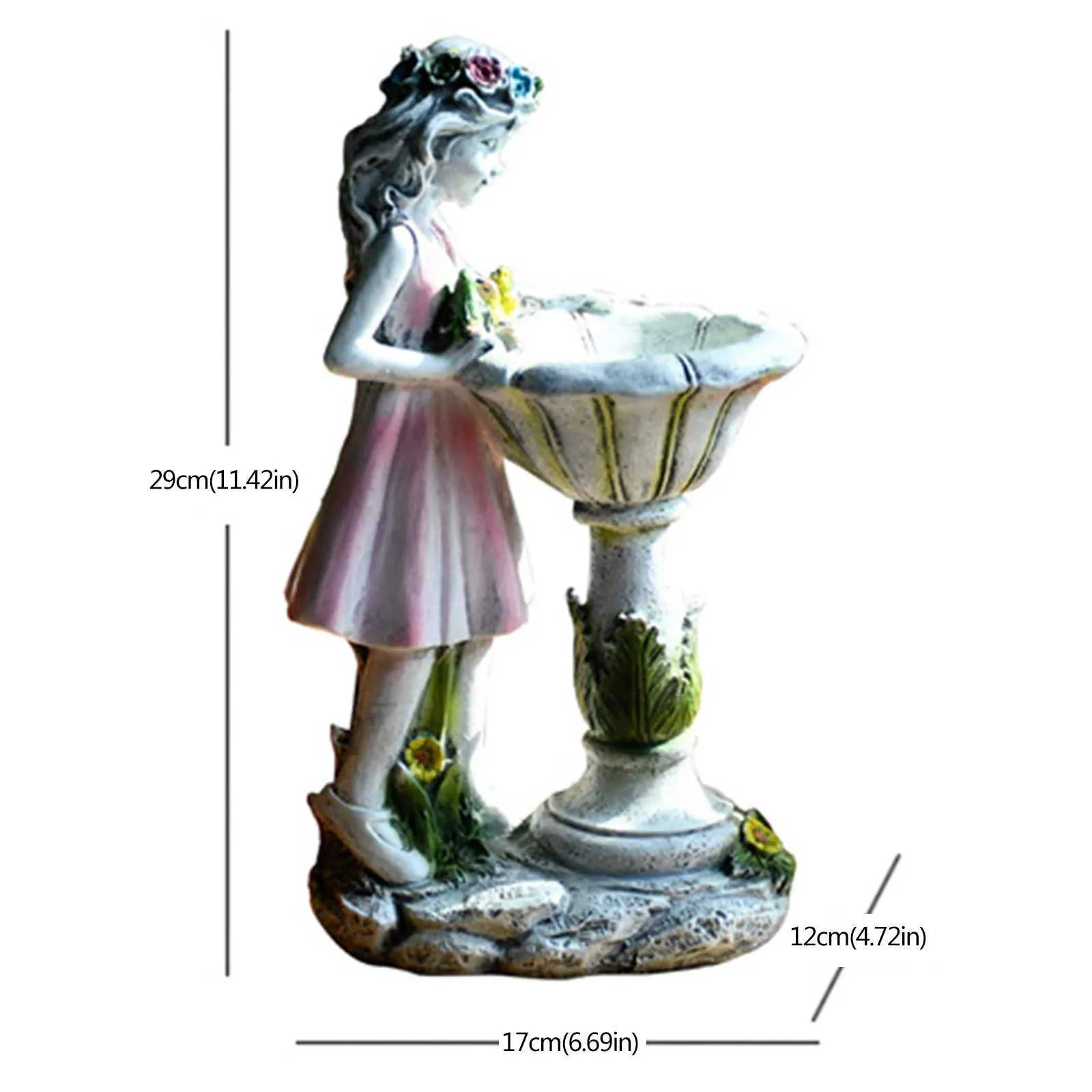 Flower Fairy Solar Decoratie Hars Tuinbeeld Solar Light Glow in the Dark Yard Outdoor Sculptuur Engel Figuur Tuin Decor Q0811