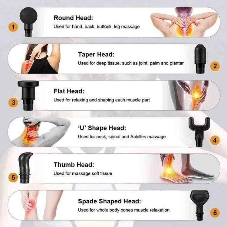 12V Massage Gun Touch Massager 30 Gears Power LCD Display Electric Percussion Muscle Massage Fascia Gun Thera Sport Therapy Y1223