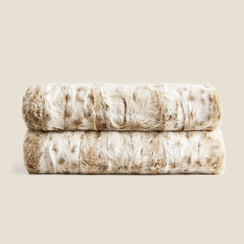 毛布の快適な贅沢なフェイクファースローブランケットソフトホワイトヒョウふわふわカウチチェアカーベッド130x160cm342x