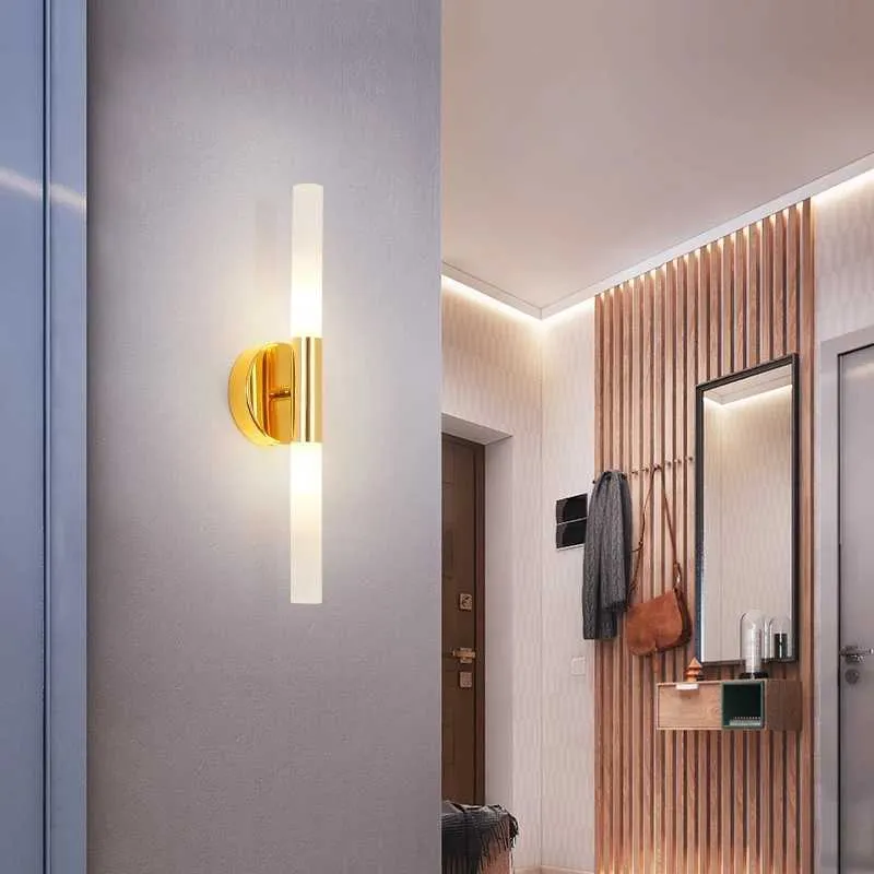 현대 노르딕 금속 튜브 파이프 최대 LED 벽 램프 거실 침실 로비 거실 홈 레스토랑 벽 조명 램프 210724