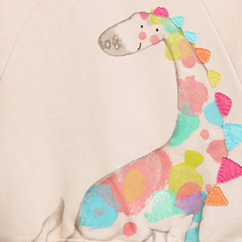 Outono Dinossauro Roupas infantil de mangas compridas T-shirt meninas algodão desenho casual camisola casaco 2-7Y 210515