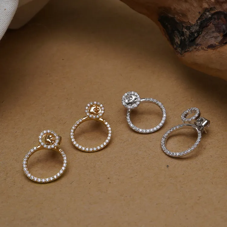 Micro Pave Zircon Avant Et Arrière Cercle Boucles D'oreilles Pour Les Femmes 2021 Nouveaux Bijoux Délicat Boucle D'oreille