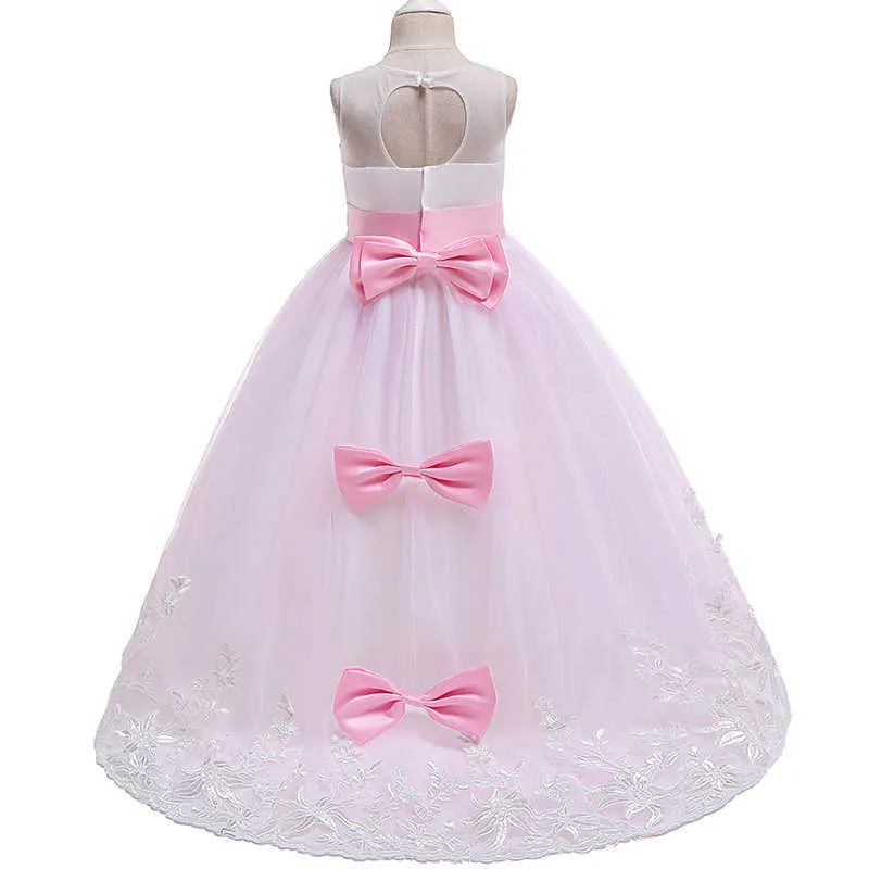 2021 robe de fille de fleur adolescente robe de noël pour les filles de bal assister à des robes de soirée formelles filles vêtements blanc fille Costume Q0716