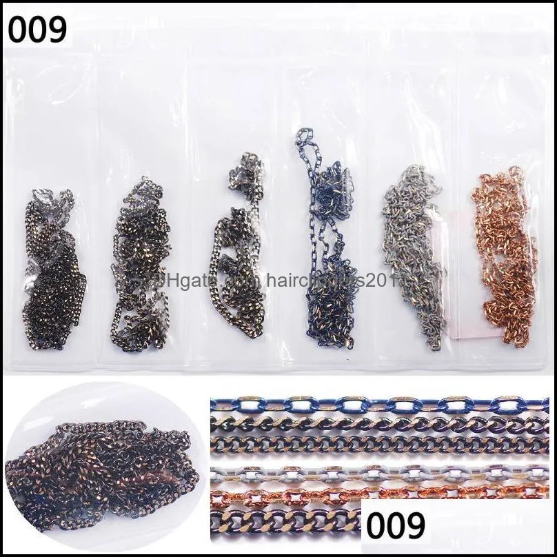 Nail Art Decorations Nails Supply 3D Accessory Chains For Women Decoration Charms 6 Strips DIY Design Metal Jewelry Tips