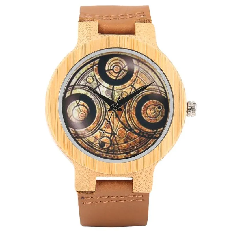 Zegarek na rękę swobodne drewniane zegarek dr Who starożytne magiczne koło tarcza proste mężczyźni sport