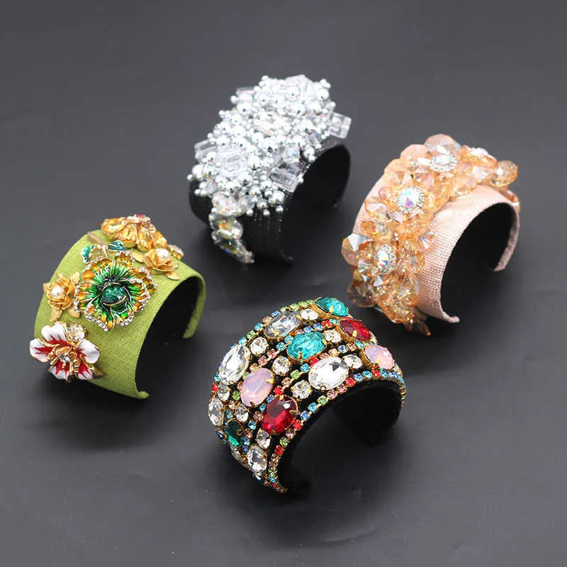 Piękna Bransoletka Barokowa Osobowość Kryształ Rhinestone Woven Panie Bransoletka Bransoletka Flanel Moda GeometricBracelet 724 q0717