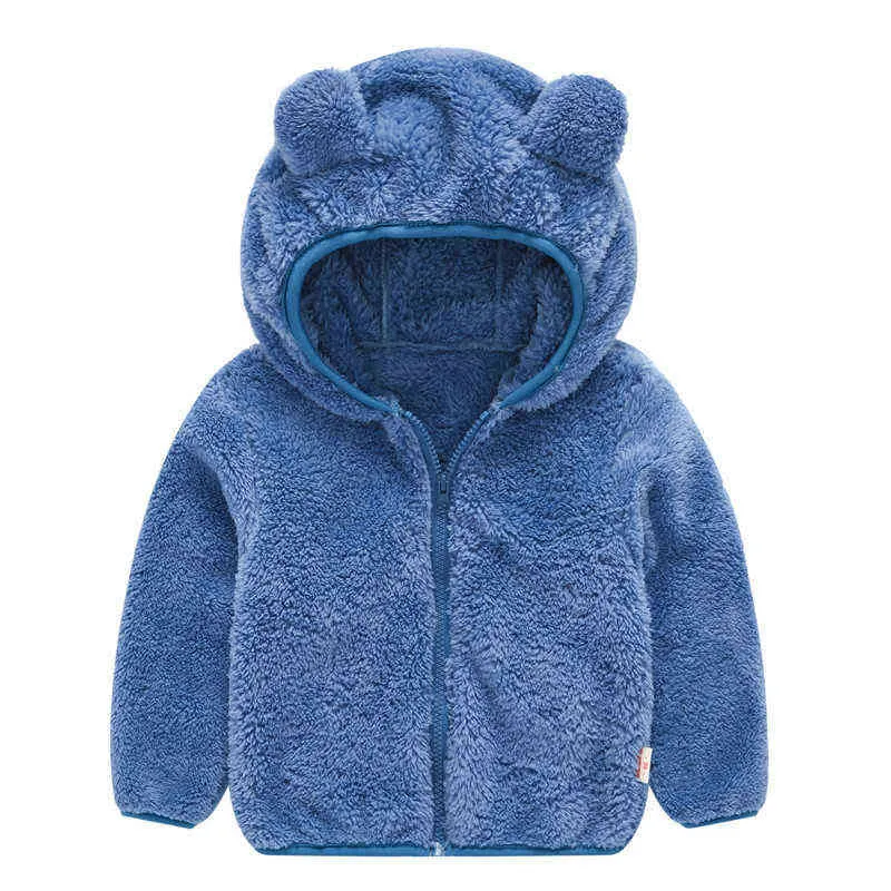 Babykleding herfst en winter dikke warme jas jongens meisjes kinderen pure kleur wollen trui hooded baby 211027