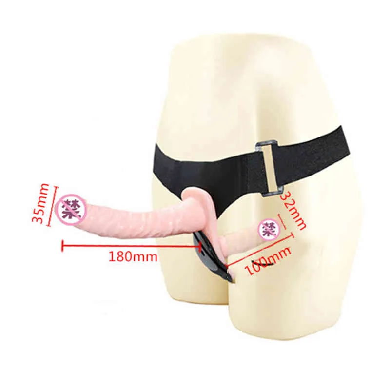 Dildo Double Penis a mis fin à la ceinture de harnais ullastique Strapon sur des jouets sexuels pour adultes pour femme boutique BDSM4464215