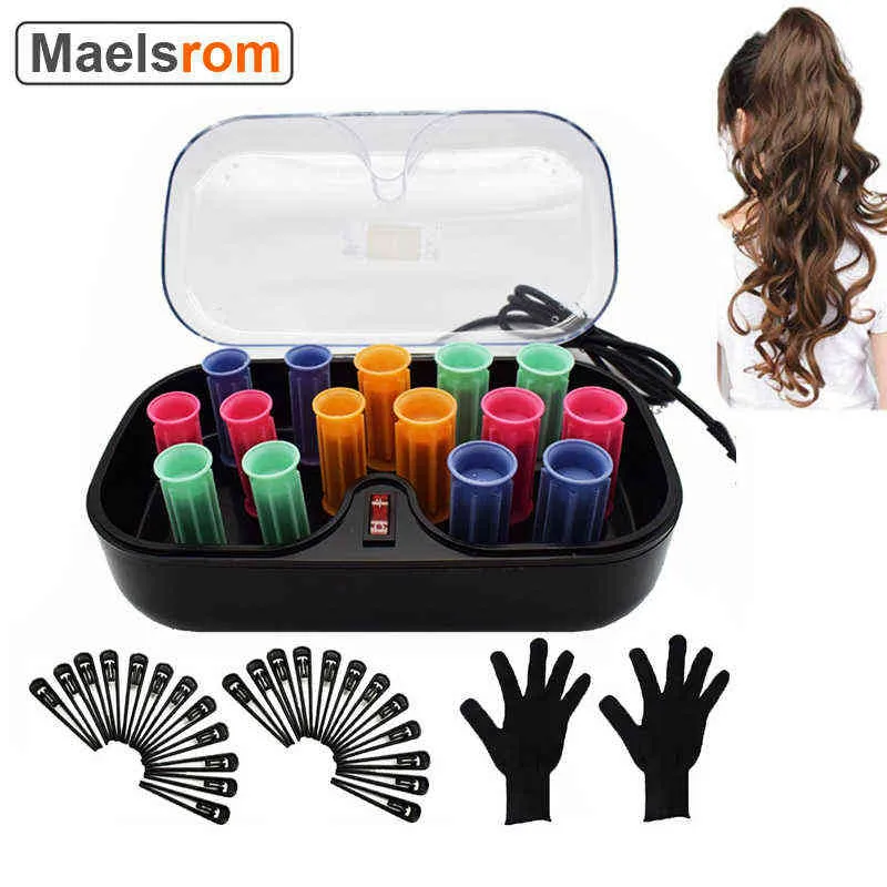 Hair Curler Hot Rollers Set Ceramic Curlers Sticks Tubewith Gloves Clips for Dry Wet Long Short Curly 220304