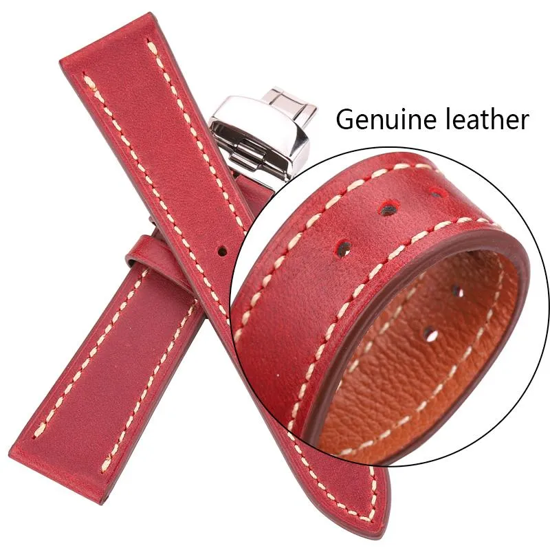 Watch Bands Genuine Leather Watchband 18 20 22 24mm Women Men Vintage Cowhide Band Strap Belt Accessories Deployment Clasp2810