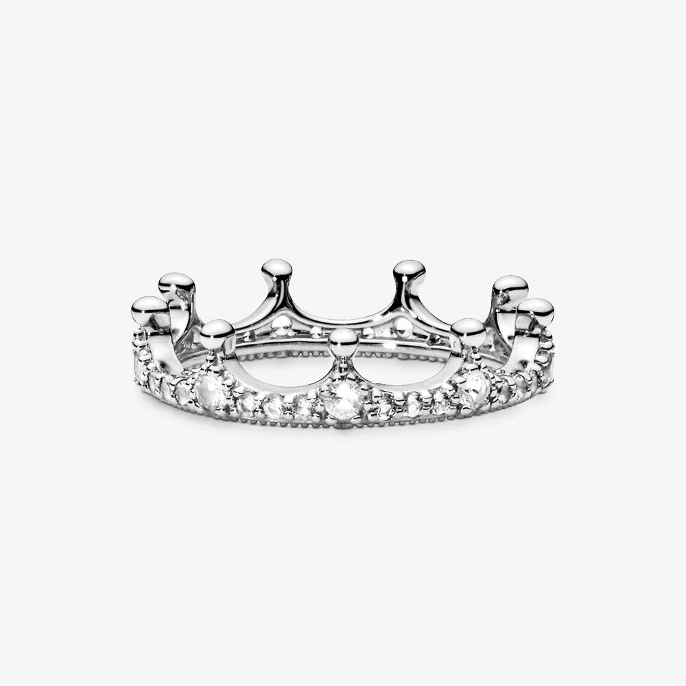 Klassieke authentieke 100% 925 sterling zilveren heldere mousserende kroonringen voor vrouwen engagemen verjaardag DIY-sieraden